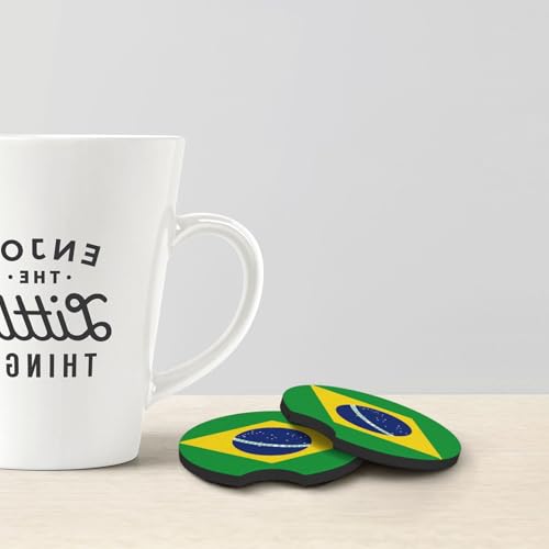 Car coasters para portavasos con bandera brasileña 2 unidades miniatura 2