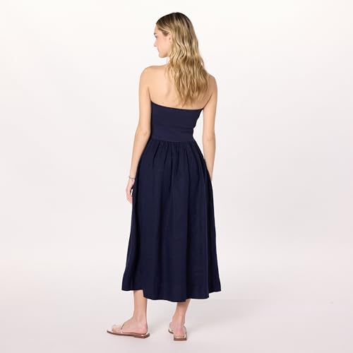 Image of The Drop Womens Hellen Strapless Mixed Media Maxi Dress