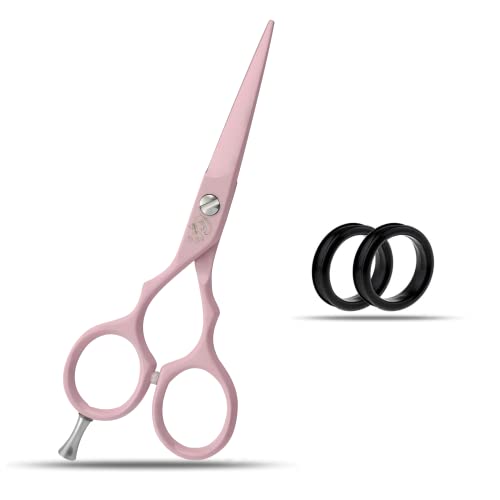 Wishbeauty Professional Left Hand Barber Scissors, 5.5” Lefty Hair Cutting Scissors, Pink, Pink 5.5" Lefty, 6.5 inch