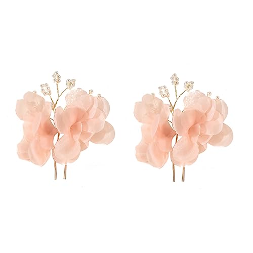 2Pcs U Shaped Hairpin Fork with Pearl and Flower - Hair Accessories for Parties, Weddings & Daily Wear - Fits All Hair Types