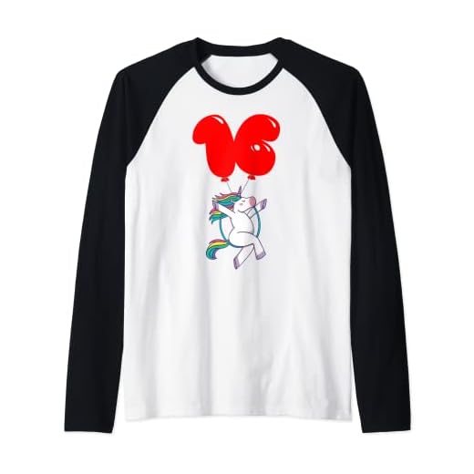Hula Hoop Unicorno - 16 Cumpleaños - Fiesta De Globos Camiseta Manga Raglan