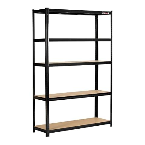 Rhino Racking - 5 Tier Heavy-Duty Industrial Storage Shelves - Black - 180x120x40cm Cover
