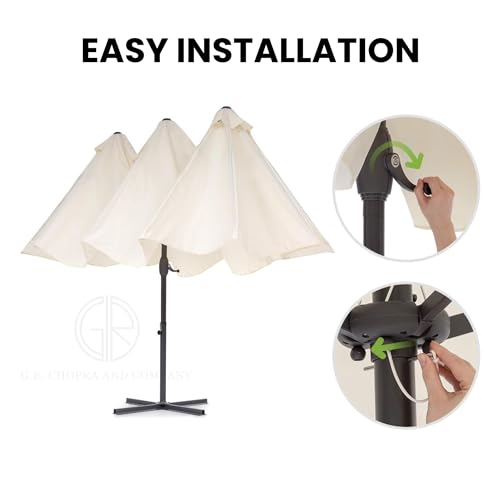 Image of 15ft Large Outdoor Umbrella Double-Sided Patio Umbrella with 65 Kgs Movable Stand, Crank Handle, 12 Ribs Rectangular Garden Umbrella for Patio Graden, Poolside, Terrace, Cafe and Hotels