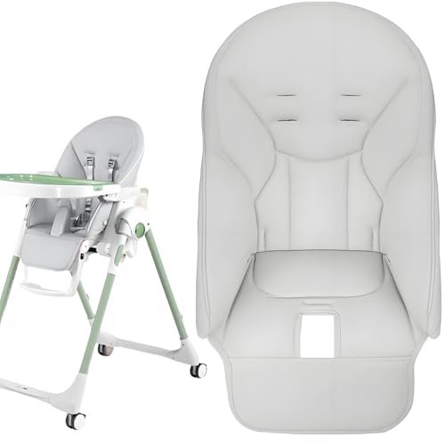 High Chair Cover Replacement Suitable for Peg Perego Siesta/Zero3 Baoneo High Chair Seat Soft Cushion Comfortable Cushion PU Leather Light Gray
