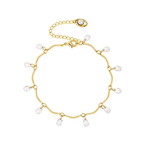 PERNNLA PEARL Dainty Turquoise Bar Bracelet for Women 18k Gold Pearl Beaded Link Chain Bracelets Oval Link Chain Bracelets for Girl Evil Eye Paperclip Chian Women Jewelry Cover