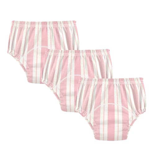 Foiosoh Baby Infant 3 Packs Potty Training Underwear Set Absorb Water Nighttime Training Pants for Boys Girls Pink and White Stripe