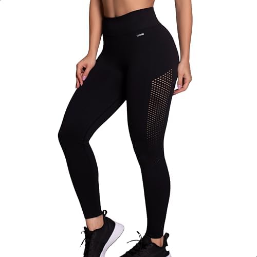 Legging Academia Poliamida Cintura Alta Microfuros Sem Costura Fi...