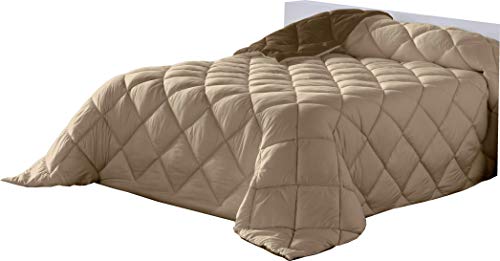 Lucena Cantos - Couette nordique unie 400 g/m² (260 x 270, Bicolore Sable/Chocolat)