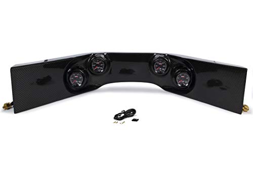 Quickcar Racing Products Gauge Panel Assembly, Redline, Oil Pressure/Water Temperature/Oil Temperature/Fuel Pressure, Carbon Fiber Panel, Black Face, Kit #TOP13