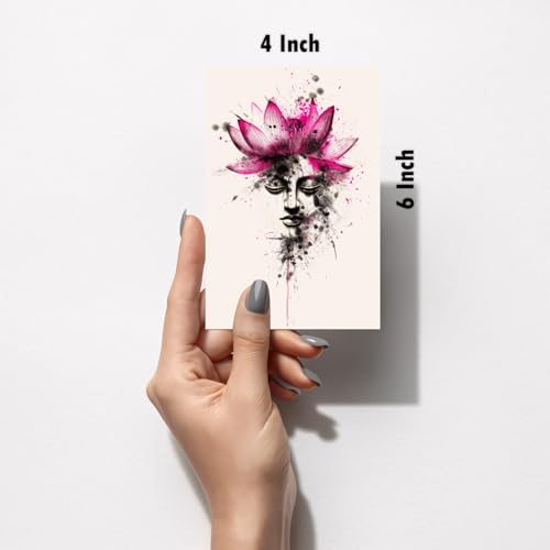 Image of SiddArtify Serene Moments Black Buddha - Lotus - Floral - Set of 2-4x6 Inch - Board (Pack of 6) - Sticker (Pack of 6) Wall Room Decoration art Poster Prints