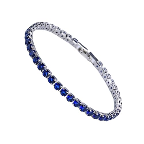 budiniao Eccellente braccialetto da tennis con zirconi cubici per donna e uomo, adatto a molte occasioni. Bracciali da tennis cubici in rame, zaffiro platino 19