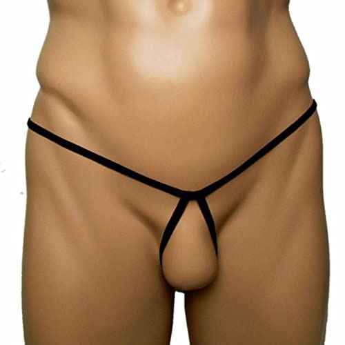 Kaytong Open Crotch G Strings sous-vêtements Sexy pour Hommes Respirant Micro Thong T Back Thongs Lingerie érotique Culottes Slips Homme Slip-Noir, Taille 70 à 78 m, Waist70to 78m Cover