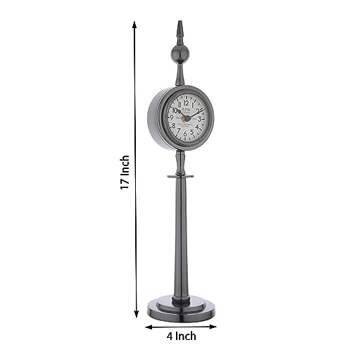 Image of Decor de Maison Metal Brings Handcrafted Aleksi Table Clock for Kidsroom,Living Room,Bedroom,Study Table,Office Desk|Classic Non-Ticking Tabletop Battery Operated Analog Desk (Black, Majestic Spire)