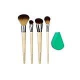 EcoTools Airbrush Complexion Kit, Includes 1 Makeup Wedge, 4 Brushes, 3 Beauty Look Cards, and Convenient Storage Cup, Full Face-Perfecting Makeup Brush Set