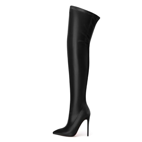 showforest over the knee boots for women pointed toe stiletto high heel side zipper 47 inch fall boots elegant dating party evening thigh high boots