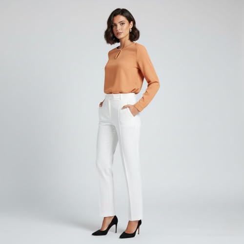 Image of BLACKSMITH Long Sleeve Key Hole Neck Formal Office Shirt for Women | Women Stylish Western Tops