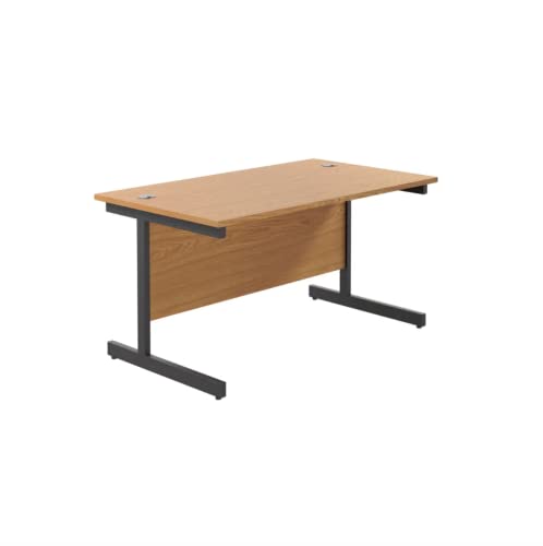 Jemini Rectangular Single Upright Cantilever Desk 1400X800X730Mm Nova Oak/Black KF810773