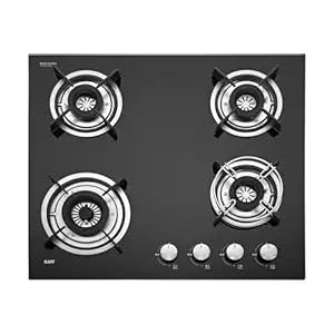 KAFF HBR 604 Built-in Hob/Hobtop 4 Burners, Auto Electric Ignition Glass Top, 60 CM, Powerful Brass Burners, 8 MM Thick Toughened Glass, Enamelled…