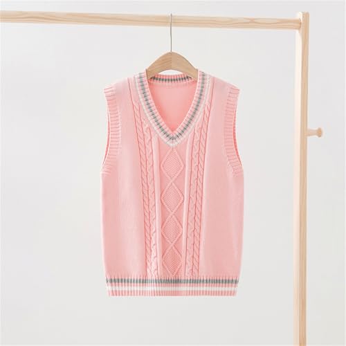 Kids Ribbed Knit Sweater Vests V-Neck Sleeveless 𝐔niform Pullover Unisex Solid Fall Winter Knitwear Tank Top2