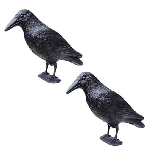 Garden Mile, 2 x Black Crow Decoy Disinfestazione Full Bodied Realistic Bird Control Giardino Esterni Prato Cantiere Protezione Accessorio Caccia Uccelli Esca con Peg Larsen