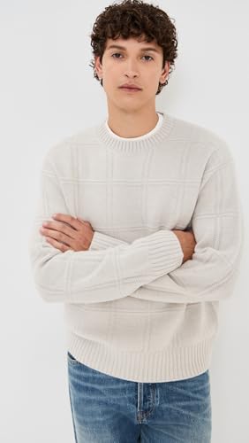 Vince Men's Seed Stitch Windowpane Crew Sweater2