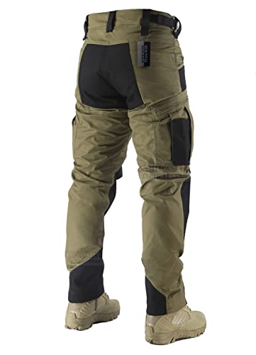 Survival Tactical Gear Combat Pant Motorcycle Riding Pants Ripstop Military Camo Trousers for Camping Hiking (Coyote Brown(Pro), L)