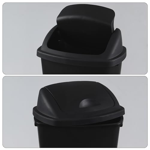 Caneca de basura rectangular negra con tapa basculante 7 galones x4 miniatura 7