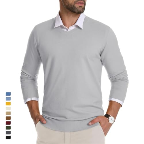 Mens Knitted Sweaters Pullover V Neck Slim Fit Sweater Thicken Warm Long Sleeve Pullovers Top3
