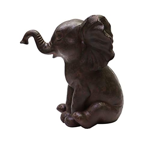 Nature's Mark Baby Elephant Sitting Upright Resin Statue Figurine Home Decorative Accent Décor (8" H) (Brown) Cover