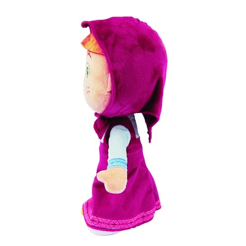 Masha and the Bear, Soft Plush Toy 20cm, Cute and Cuddly Masha Doll with Iconic Pink Scarf and Matching Dress - Image 3
