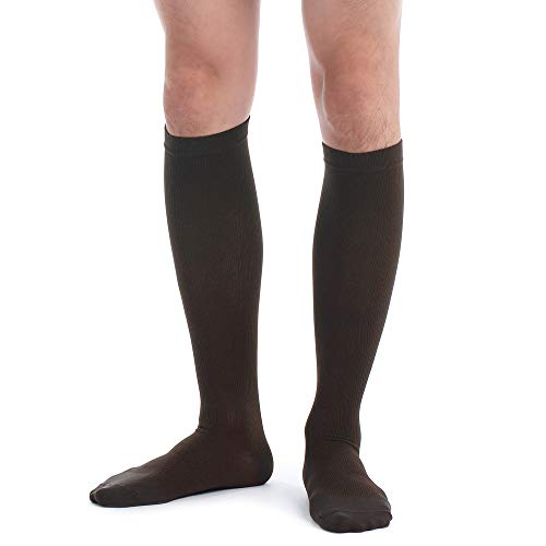 Fytto 1067 Ribbed Compression Socks for Professionals 15-20 mmHg - Graduated Medical Support for Flight, Travel, DVT and Edema - Medium, Brown