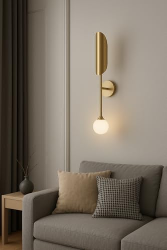 Image of blissbells Golden Leaf-Inspired LED Wall Light - Modern Decorative Sconce for Living Room, Bedroom & Hallways (Gold Leaf Sconce)
