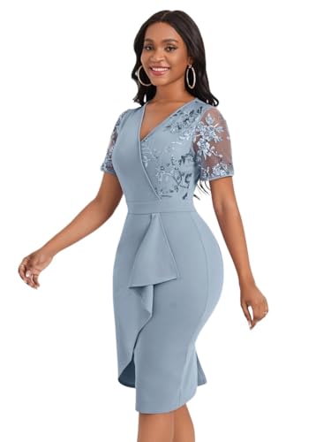 womens casual summer dresses Elegant Lady Sparkly Patchwork Sheer Mesh Bodycon Dress