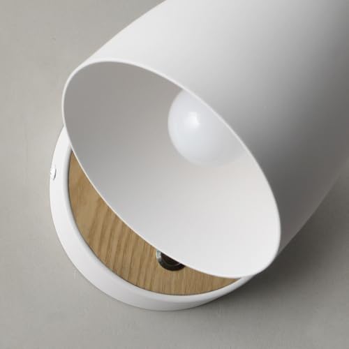 Image of White Wall Lights for Bedroom,Modern Wood Wall Sconces Hardwired with 350Rotation Metal Shade,E26 Wall Lamp with Switch for Living Room,Nightstand,Dining Room,Hallway,Corner,Stairway,Wall Decor