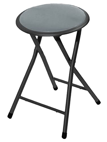GREATOOL -Taburete Plegable de Aluminio con Asiento Acolchado, Pack 2 Unidades para Cocina, Comedor, Salón, Dormitorio,45x30x30cm (2 Unidades, Antracita) Cover