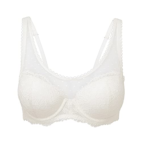 Soutien-gorge push-up à armatures blanc 80G | Bralette dentelle non rembourrée et respirante