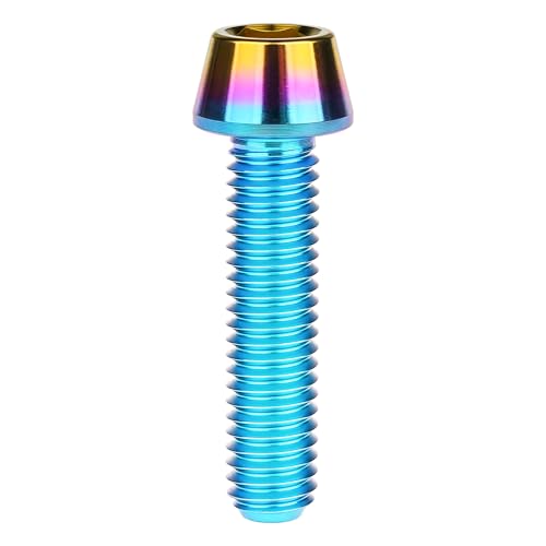 Image of Titanium Ti Bolt M5x9 16 18 20 25 30 35 40 45 50 55 60mm Tapered Head Screws Pack of 4 (M5x25mm, Iridescent Blue)