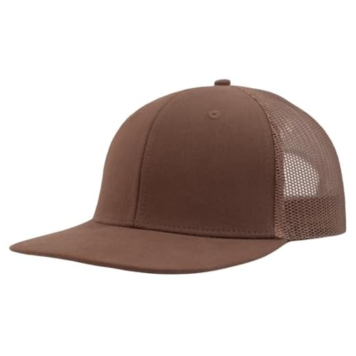 Flat Bill Snapback Mesh Hats | Fits OSFM & XXL Big Head | Blank Solid Color Adjustable Trucker Hat for Men, Brown, XL-XXL