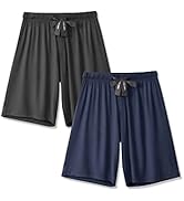DAVID ARCHY Men's 2 Pack Soft Comfy Bamboo Rayon Sleep Shorts Lounge Wear Pajama Pants