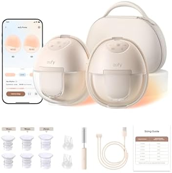 eufy Heated Wearable Breast Pump S1 Pro with Original Diaphragm (2-Pack), Slim Hands-Free Breast Pump with Industry-Leading HeatFlowTM Tech, Wireless Charging Case, App-Controlled OptiRhythmTM