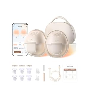eufy Heated Wearable Breast Pump S1 Pro, Slim Hands-Free Breast Pump with Industry-Leading HeatFlow™ Tech, Wireless Charging Case, App-Controlled OptiRhythm™, Hospital-Grade Suction, in-Bra Use