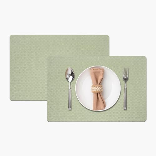 Image of Amazon Brand - Umi PVC Vinyl Foam Design Placemat STPG127 | Heat Resistant, Wipe Clean, Anti-Skid Table Mats for Dining Table, Kitchen & Home Decor (30x45 CM Green Set of 2)
