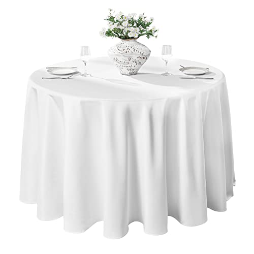 6 Pack 120inch Round Tablecloth Table Cloth Dining Table Cover for Kitchen Dinning Party Wedding Polyester Tabletop Buffet Decoration,White