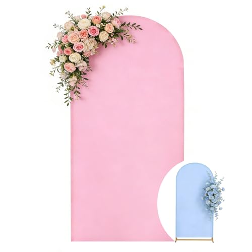 Image of Arch Cover 7.2ft Double-Sided Arch Backdrop Cover Spandex Wedding Arch Stand Cover for Party Birthday Baby Shower Bridal Gender Reveal Boy or Girl Decoration(Double Color,Pink&Blue)