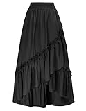 Scarlet Darkness Women's 2023 Long Skirts Ruffle Wrap High LowSplit Victorian Skirt Black S