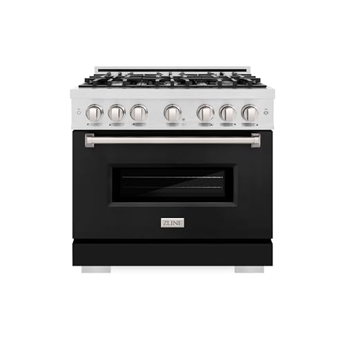 Comparison: Best 36 Inch Stove 10 ZLINE 36 in. 5.2 cu. ft. Classic Dual Fuel Range with 6 Burner Gas Cooktop and Electric Convection Oven in Satin Stainless Steel with Black Matte Door (CDRS-BLM-36)