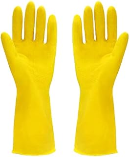 FUFU Manoplas 10 Pares De CLORURO DE POLIVINILO Guantes De Forro De Algodón Recubiertos, Guantes De Látex, Pesquería, Maquinaria, Industria Química (Color : Yellow, Size : L)