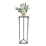 TFCFL 36' Triangular Corner Plant Stand, Modern Black Metal Frame & Torched Wood Shelf, Sturdy Freestanding Plant Pedestal Holder for Indoor Spaces, Living Room, Bedroom, Office and More