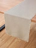Solino Home Linen Fall Table Runner – Natural, 100% Pure Linen Fringe Table Runner 14 x 90 Inch...