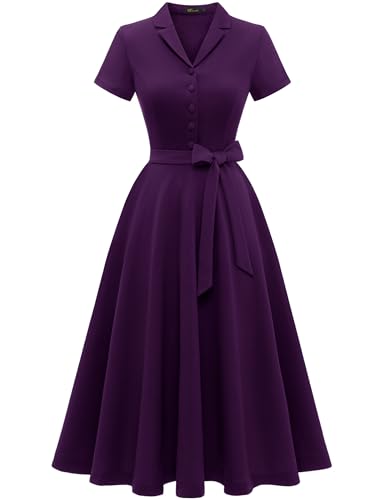 Image of Wedtrend Women's Vintage Tea Dress, Short Sleeve Cocktail Party Dress Work Church Casual Dress